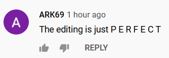 Youtube comment on video editing